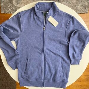 Hammacher Schlemmer NY Men’s Full Zip Sweater Blue Size Medium Slim Fit New